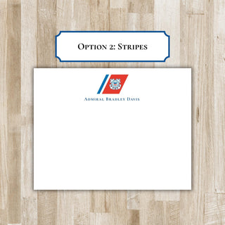 Personalized US Coast Guard Stationery Set / Stationary | USCG Flat Notecards | Military Gift | Coast Guard Gift