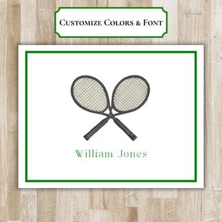 Personalized Folded Tennis Notecards | Tennis Racket Stationery | Tennis Raquet Folded Notecards | Tennis Team Gift | Tennis Player Gift