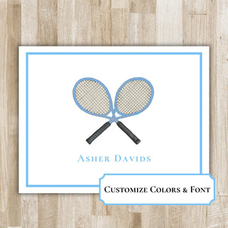 Personalized Folded Tennis Notecards | Tennis Racket Stationery | Tennis Raquet Folded Notecards | Tennis Team Gift | Tennis Player Gift