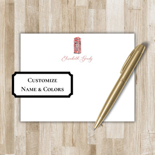 Personalized London Stationery Set / Stationary | London Phone Booth Notecards | Travel Gift