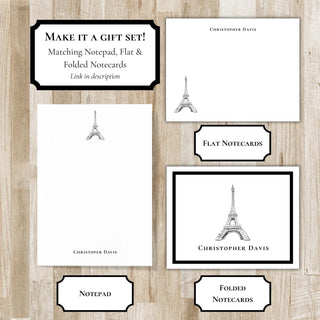 Personalized Paris Stationery Set / Stationary | Eiffel Tower Notecards | Paris French Travel Gift