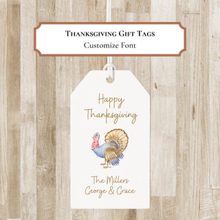 Personalized Thanksgiving Turkey Gift Tags | Thanksgiving Turkey Bag Tags | Elegant Fall Enclosure Card / Tags