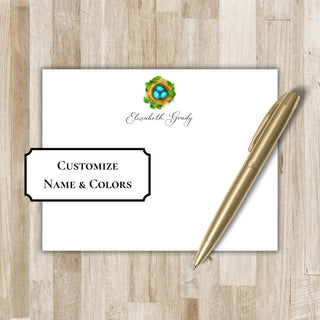 Personalized Robin's Egg Stationery Set / Stationary | Bird Lover Notecards | Audubon Gift | Robin Bird Flat Notecards