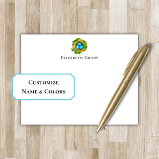 Personalized Robin's Egg Stationery Set / Stationary | Bird Lover Notecards | Audubon Gift | Robin Bird Flat Notecards