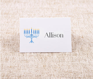 Hanukkah Place-Cards | Chanukah Place Cards | Hanukkah Dinner Table Tent | Menorah, Star of David, Dreidel Icons