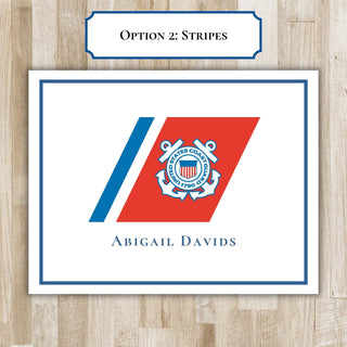 Personalized Folded US Coast Guard Notecards | United States Coast Guard Gift | Military Notecards