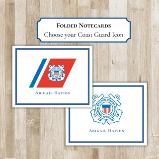 Personalized Folded US Coast Guard Notecards | United States Coast Guard Gift | Military Notecards