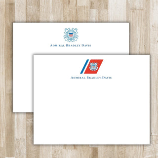 Personalized US Coast Guard Stationery Set / Stationary | USCG Flat Notecards | Military Gift | Coast Guard Gift
