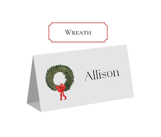 Christmas Greenery Place Cards | Xmas Place Cards | Choose your Christmas Greenery Icon - Christmas Tree, Holly, Wreath