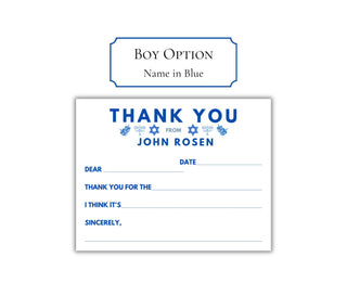 Personalized Child Hanukkah Thank You Notes Stationery | Kid Fill In The Blank Stationary | Kid Chanukah Thank You Cards