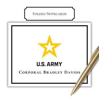 Personalized Folded US Army Notecards | United States Army Gift | Military Notecards | Soldier Gift