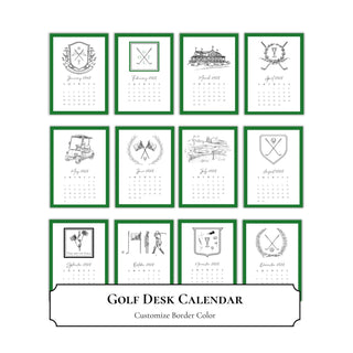 Golf Desk Calendar | Golfer Gift | Customize Border Color