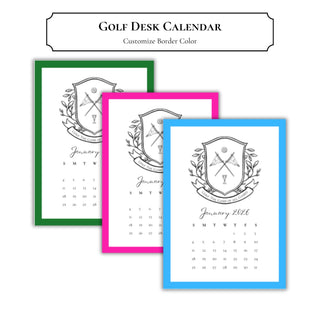 Golf Desk Calendar | Golfer Gift | Customize Border Color