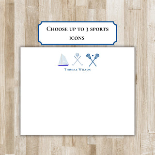 Personalized Multiple Sports Stationery Set / Stationary | Choose up to 3 Sports Icons per card | Tri-Varsity, Dual-Varsity Notecards
