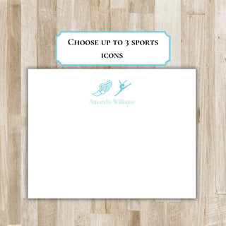Personalized Multiple Sports Stationery Set / Stationary | Choose up to 3 Sports Icons per card | Tri-Varsity, Dual-Varsity Notecards