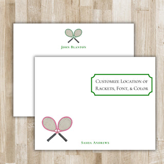 Personalized Tennis Racket Stationery Set / Stationary | Tennis Notecards | Tennis Team Gift | Mens & Women's Tennis Gift