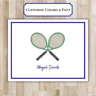 Personalized Folded Tennis Notecards | Tennis Racket Stationery | Tennis Raquet Folded Notecards | Tennis Team Gift | Tennis Player Gift