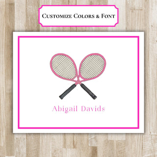 Personalized Folded Tennis Notecards | Tennis Racket Stationery | Tennis Raquet Folded Notecards | Tennis Team Gift | Tennis Player Gift
