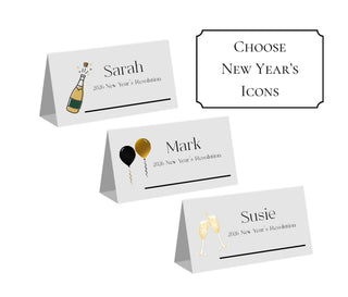 New Year's Eve Dinner Place Cards - NYE Activity Table Seating Cards | Fun NYE Name Cards | New Years Game
