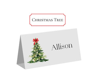 Christmas Greenery Place Cards | Xmas Place Cards | Choose your Christmas Greenery Icon - Christmas Tree, Holly, Wreath