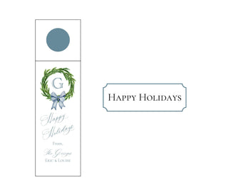 Personalized Holiday Wine Tags with Monogram - Thanksgiving, Christmas, Happy Holidays | Holiday Mini Prosecco Tags