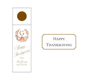 Personalized Holiday Wine Tags with Monogram - Thanksgiving, Christmas, Happy Holidays | Holiday Mini Prosecco Tags