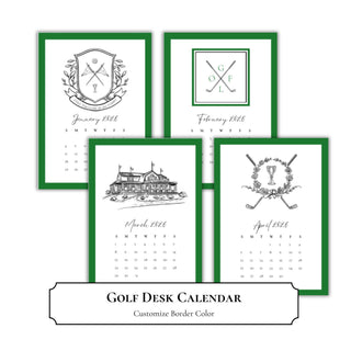 Golf Desk Calendar | Golfer Gift | Customize Border Color