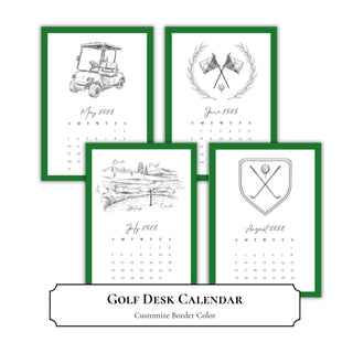 Golf Desk Calendar | Golfer Gift | Customize Border Color