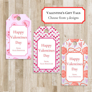 Personalized Valentine's Day Gift Tags | V Day Bag Tags for Kids and Adults