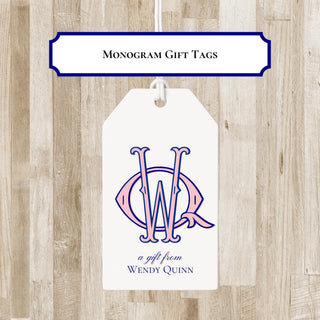 Personalized Elegant Monogram Gift Tags | Sophisticated Enclosure Tag with Initials